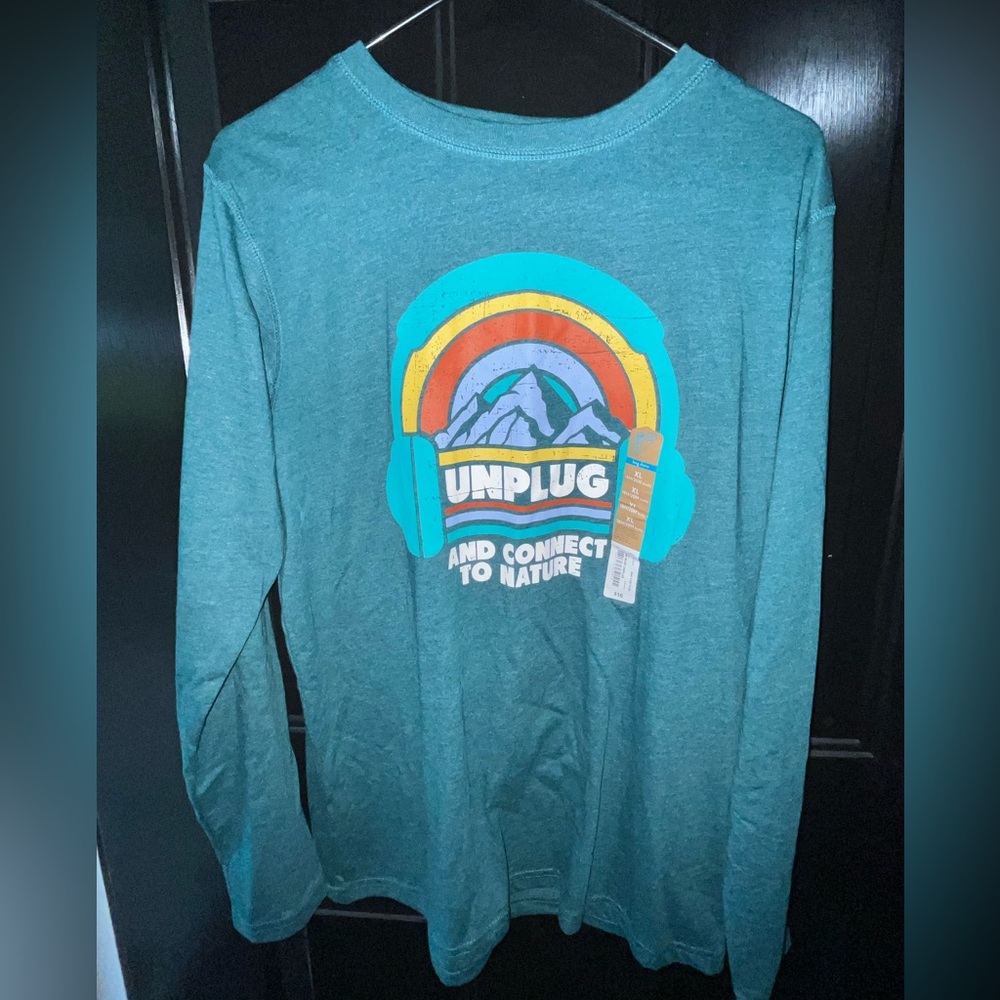 NWT ThereAbouts Husky Boy’s “Unplug” Long-Sleeved Tee - Green - Sz XL (18H/20H)